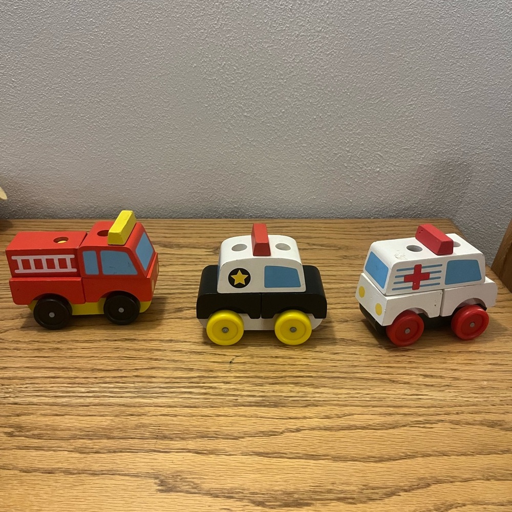 Melissa & Doug Stacking Wooden Emergency Vehicles